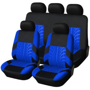 Juego completo de fundas de asiento de automóvil de lujo de tela azul y negro Trax-
