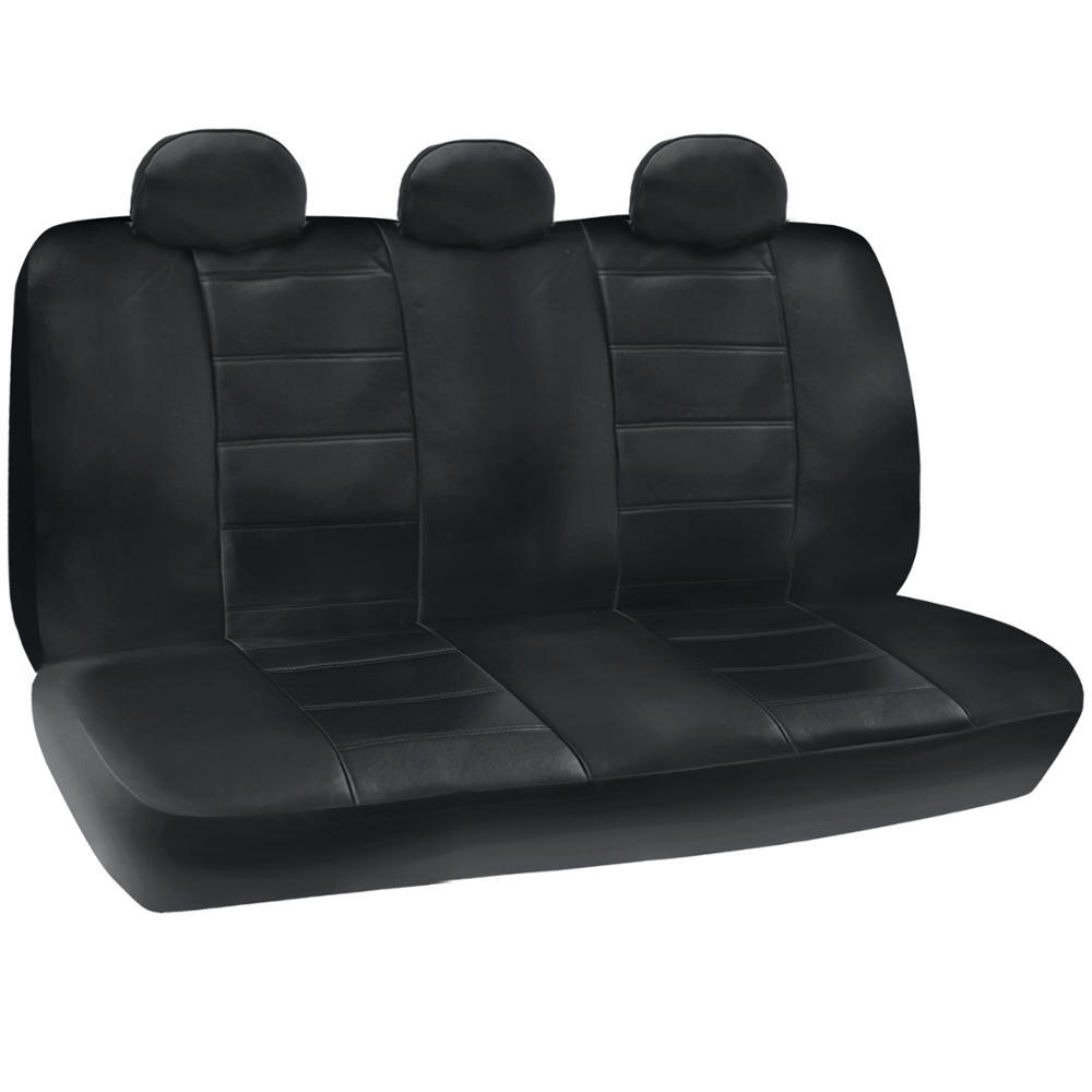 Fundas de asiento de coche de cuero PU negro + cubierta de volante con costuras de lujo- - Image 4