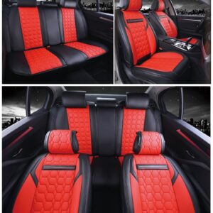 Juego completo de fundas de asiento universales de lujo de cuero PU negro para auto furgoneta cámper -