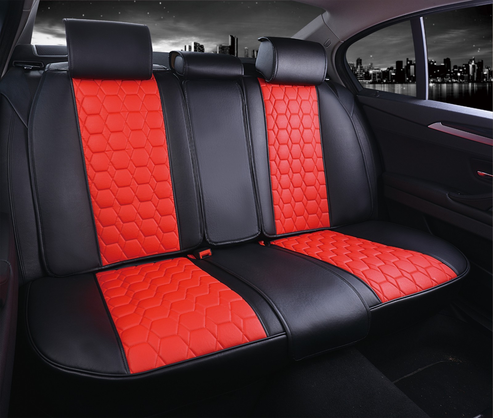 Juego completo de fundas de asiento universales de lujo de cuero PU negro para auto furgoneta cámper - - Image 3