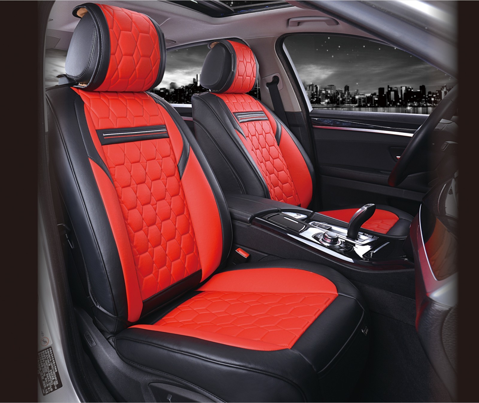 Juego completo de fundas de asiento universales de lujo de cuero PU negro para auto furgoneta cámper - - Image 4