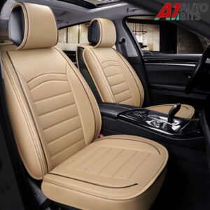Fundas de asiento de auto delanteras acolchadas de cuero PU beige de lujo para Land Rover-