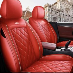 Juego completo de fundas de asiento de coche de cuero PU universales de lujo de 5 asientos -