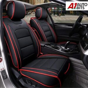 Fundas de asiento de auto delanteras de cuero PU negras rojas de lujo para Ford Focus Kuga Puma-