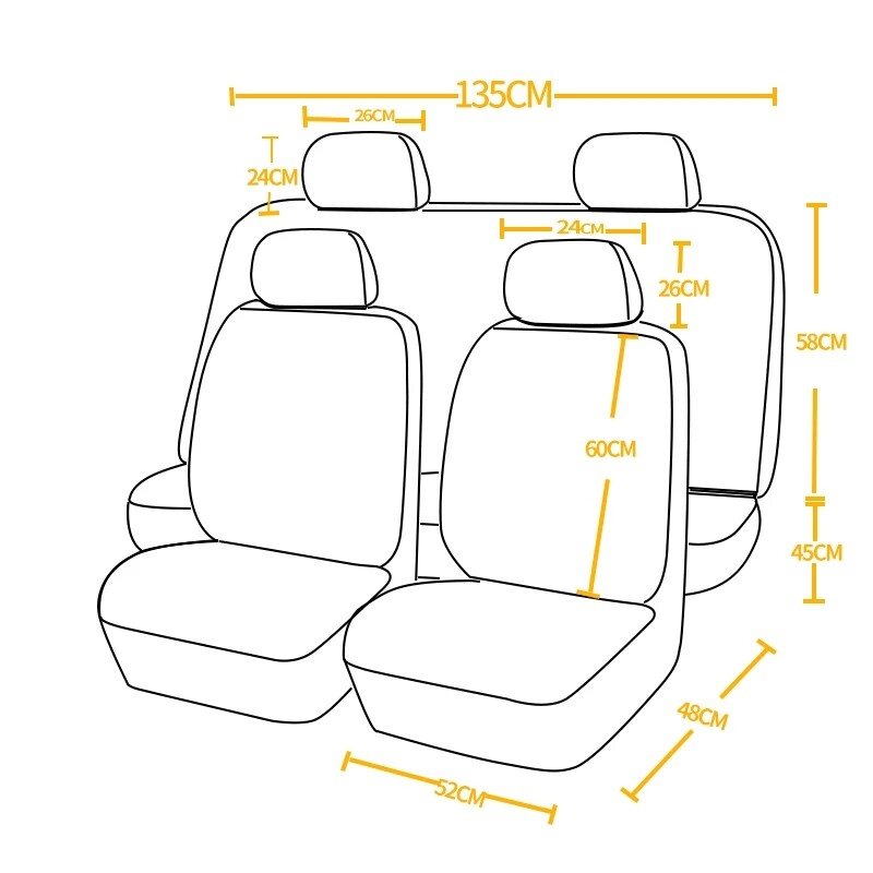 Juego completo universal de 9 piezas de fundas de asiento de coche protectoras de lujo fundas de asiento de nailon- - Image 2