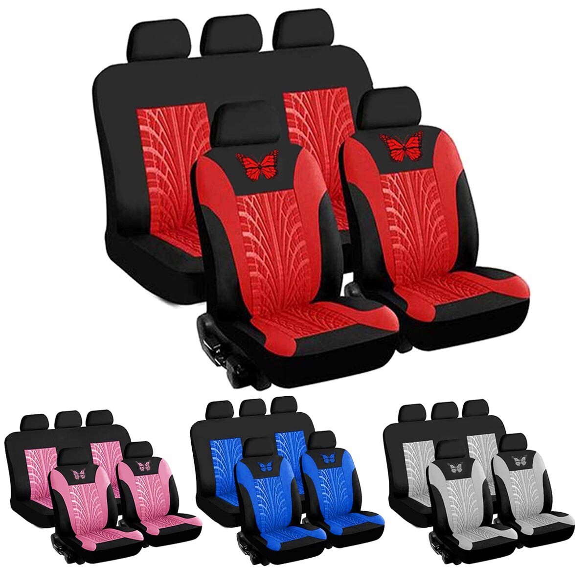 Juego completo universal de 9 piezas de fundas de asiento de coche protectoras de lujo fundas de asiento de nailon- - Image 5