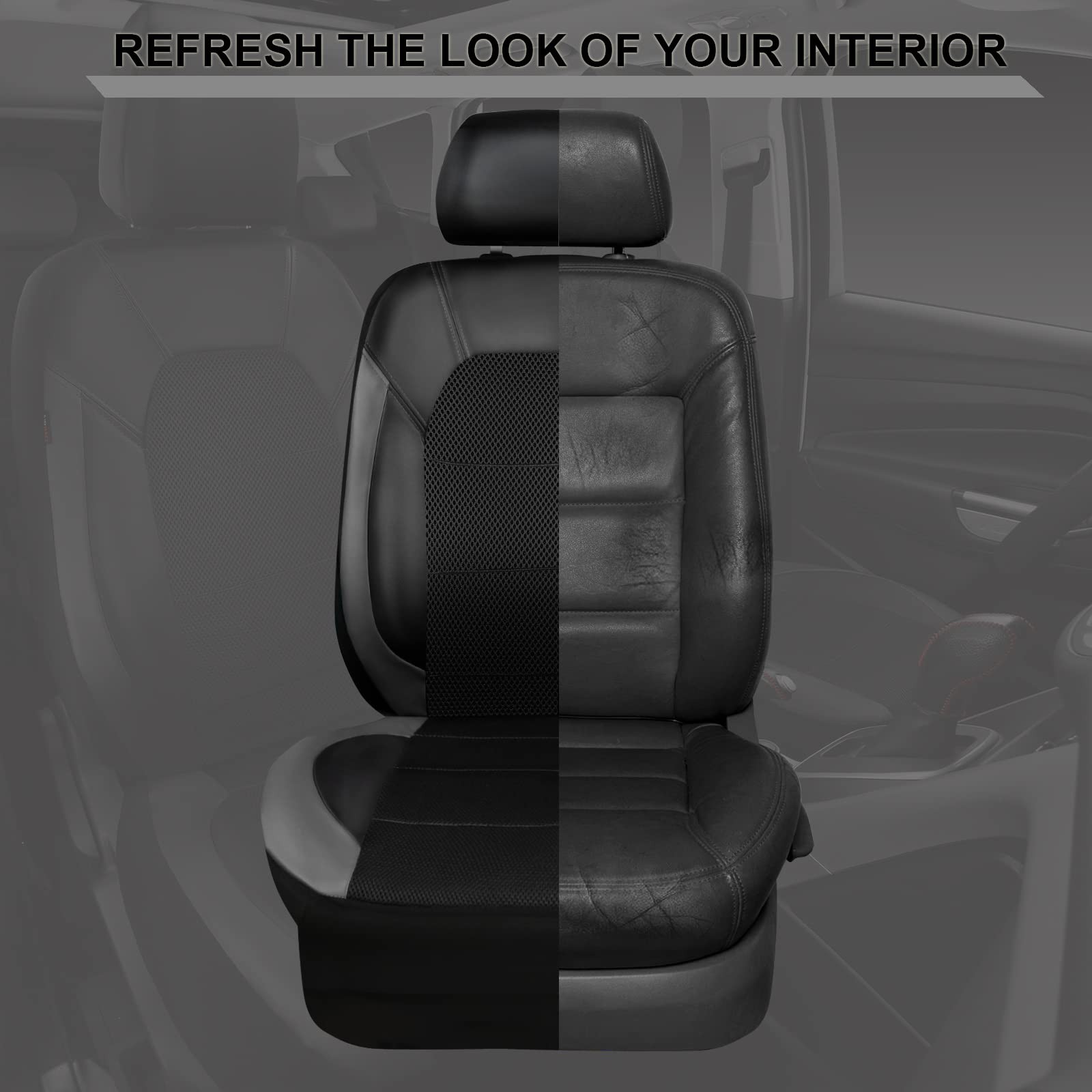 Fundas de asiento de coche de cuero CAR PASS solo asientos delanteros, con asiento delantero de malla de aire- - Image 5