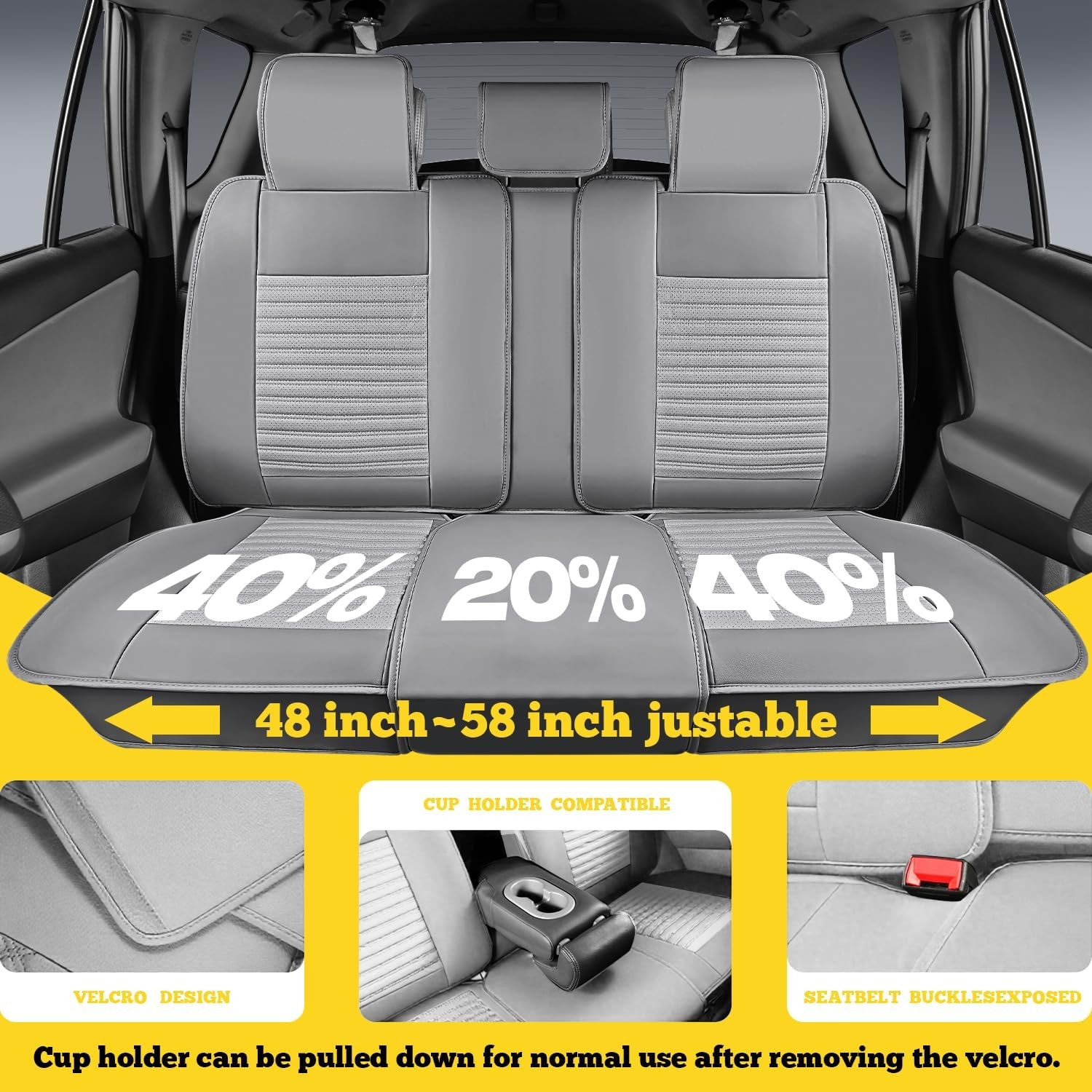 Juego completo de fundas de asiento de coche LINGVIDO, imitación transpirable e impermeable, gris - - Image 4