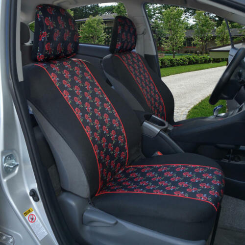 Fundas de asiento de auto delanteras de moda con patrón rosa con reposacabezas - ¡suaves y flexibles!- - Image 2