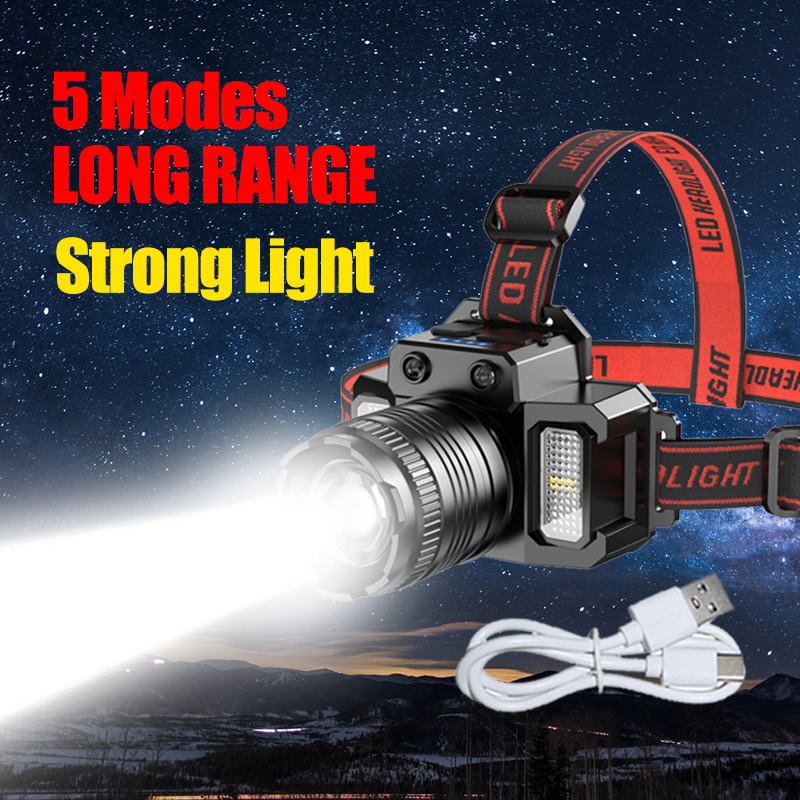 Linterna LED súper brillante USB recargable faro lámpara impermeable- - Image 3