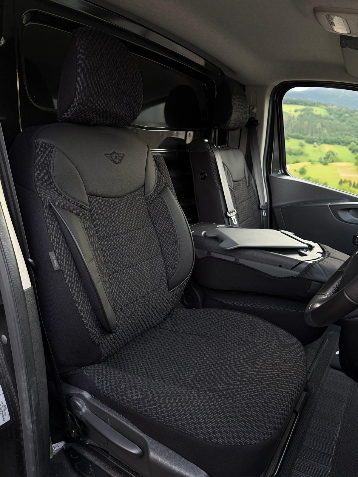 Fundas de asiento delanteras a medida para Renault Trafic 2015-2025 tela de tapicería-