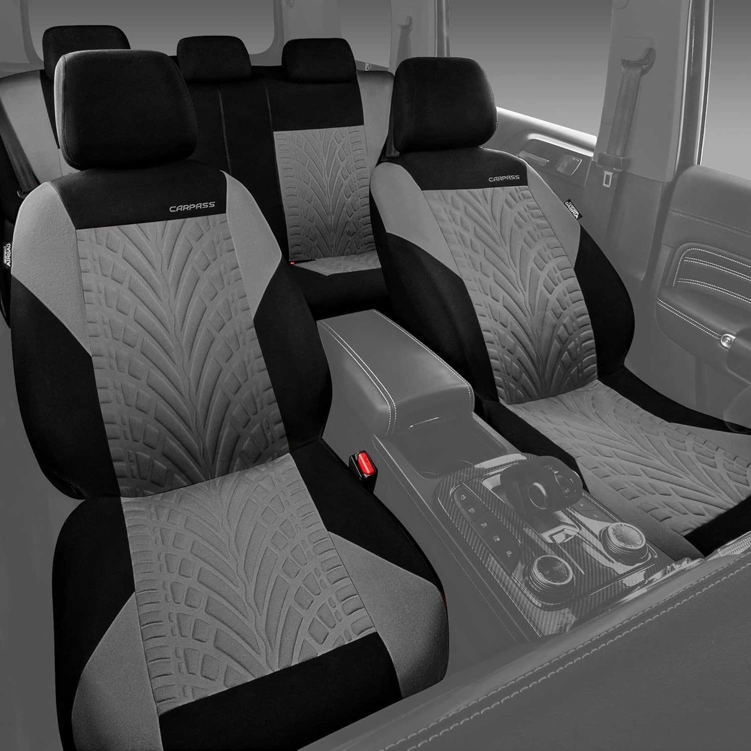 Juego Completo de Fundas Asientos Coche Grises Fundas Para Asientos Delanteros- - Image 5
