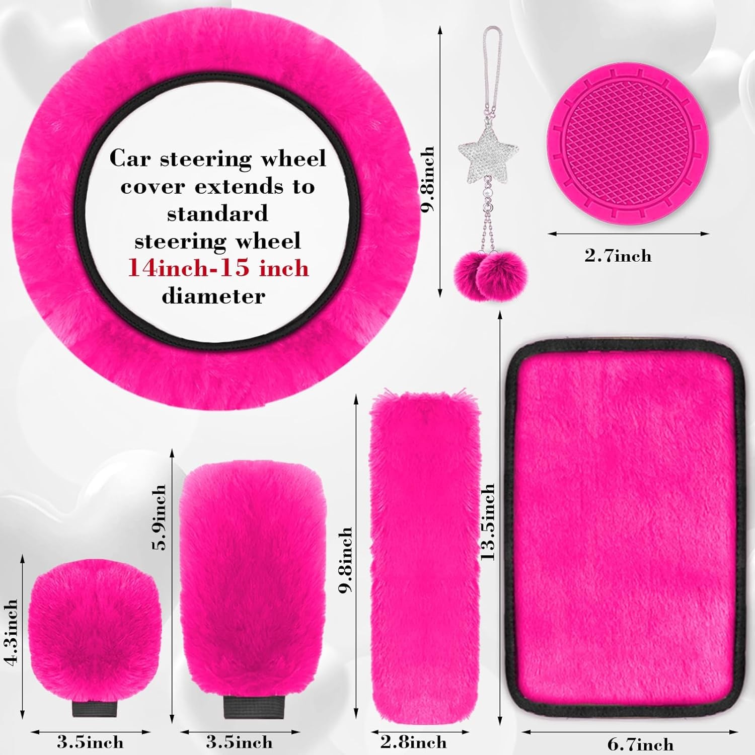 Juego completo de 17 fundas de asiento de coche para mujer, estampado universal rosa en polvo - - Image 2