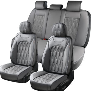 Juego Completo Fundas Asiento Coche Coverado, Asiento Cuero Impermeable, Correas, Gris Univers-