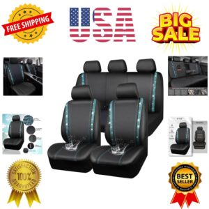 Juego completo de fundas de asiento de coche Bling, diamantes de imitación brillantes impermeables imitación le...-