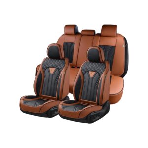 FLORICH Fundas de Asiento de Cuero, Juego Completo de Fundas de Asiento de Coche, Protectores de Asiento de Coche 5 Plazas...-