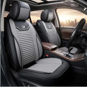 Fundas de asiento de coche OASIS AUTO Premium impermeables imitación cuero cojín universal...-