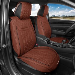 Fundas de asiento de auto de cuero sintético de terracota - puntada de diamante-
