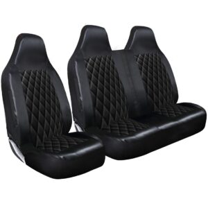 Fundas de asiento de furgoneta acolchadas de diamante negro de alta resistencia 2+1 -