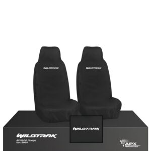 Para Ford Ranger Wildtrak - Fundas de asiento delanteras impermeables de alta resistencia negras-