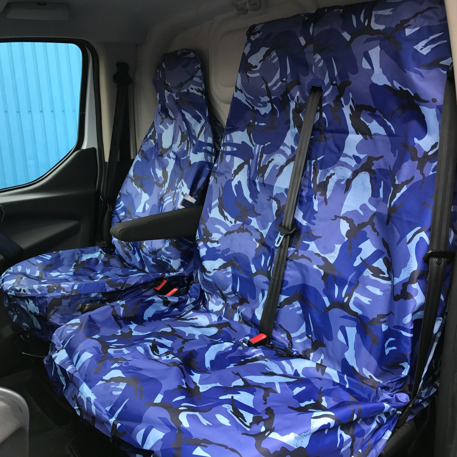 Fundas de asiento de furgoneta impermeables de alta resistencia camuflaje azul Shield Autocare 2+1 devolución- - Image 2