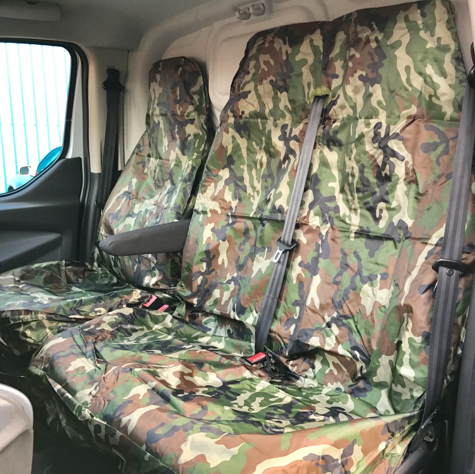 Funda de asiento de furgoneta Shield Autocare © resistente al agua verde camuflaje 2+1- - Image 2
