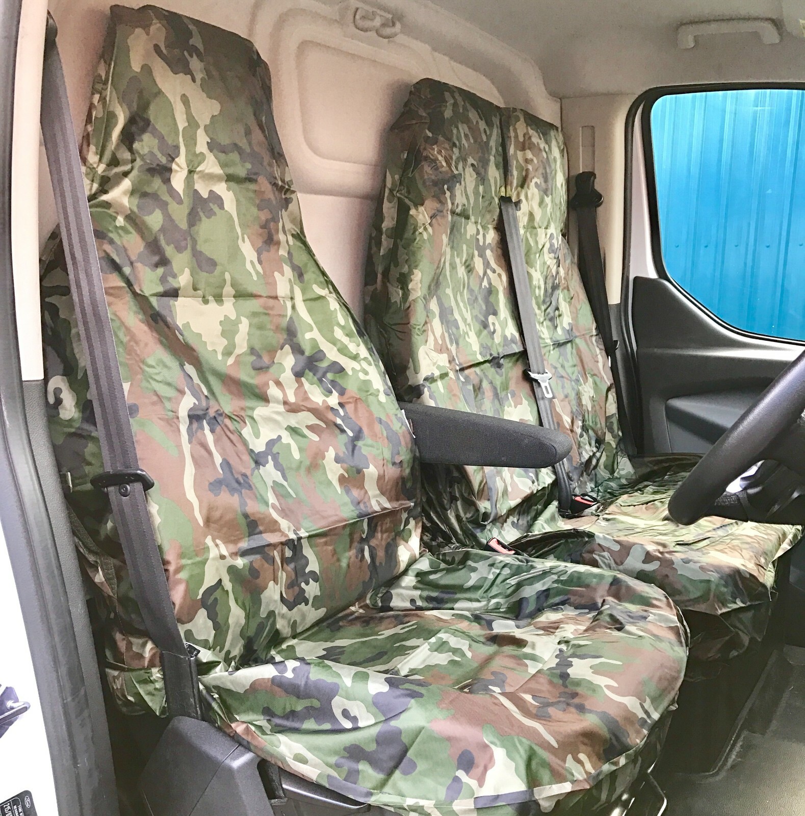 Funda de asiento de furgoneta Shield Autocare © resistente al agua verde camuflaje 2+1- - Image 3