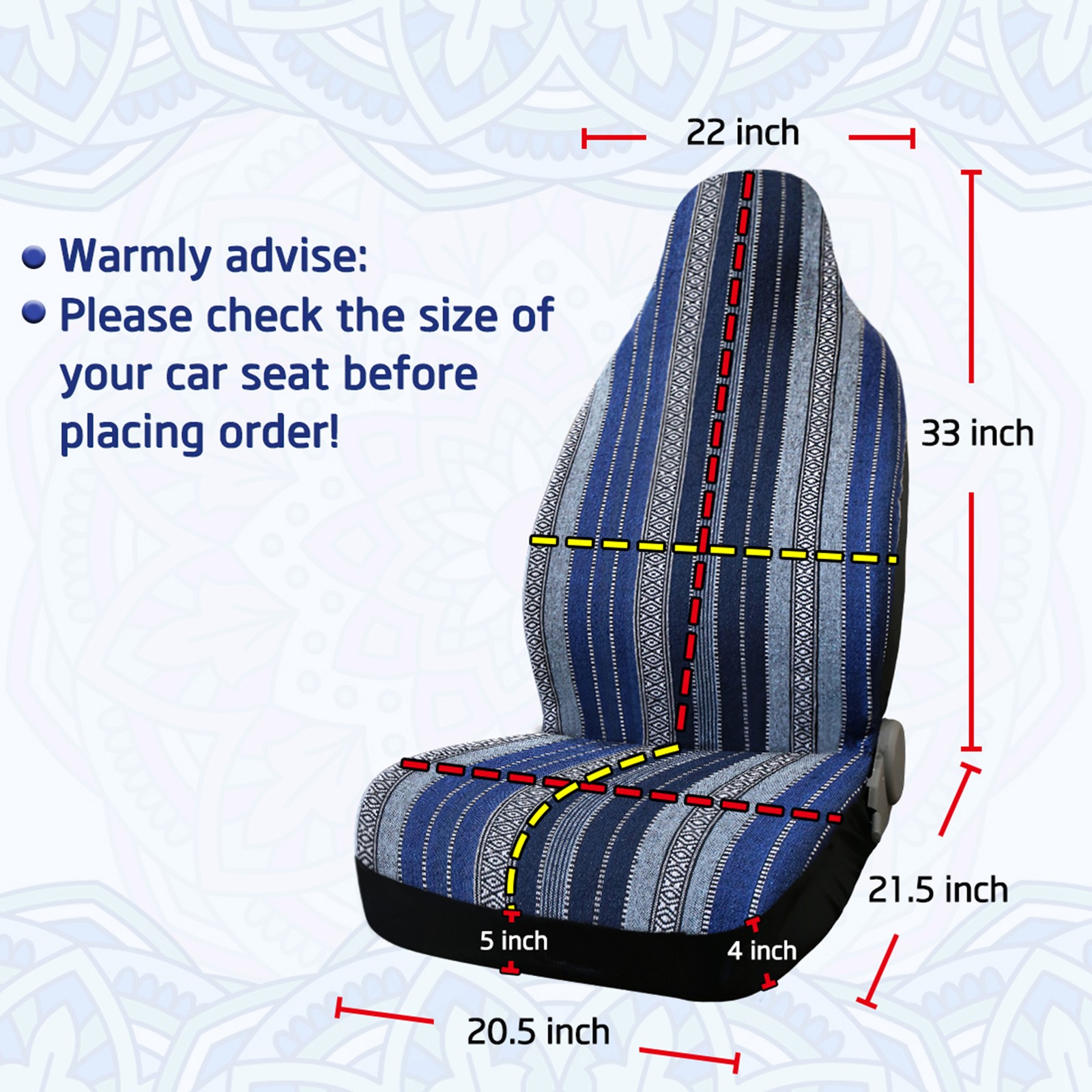 Cubierta de asiento de cubo duradera azul oscuro para automóvil SUV automotriz artículo universal de 1- - Image 5