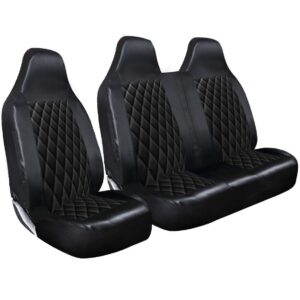 Fundas de asiento de furgoneta acolchadas de diamante negro de alta resistencia 2+1 -