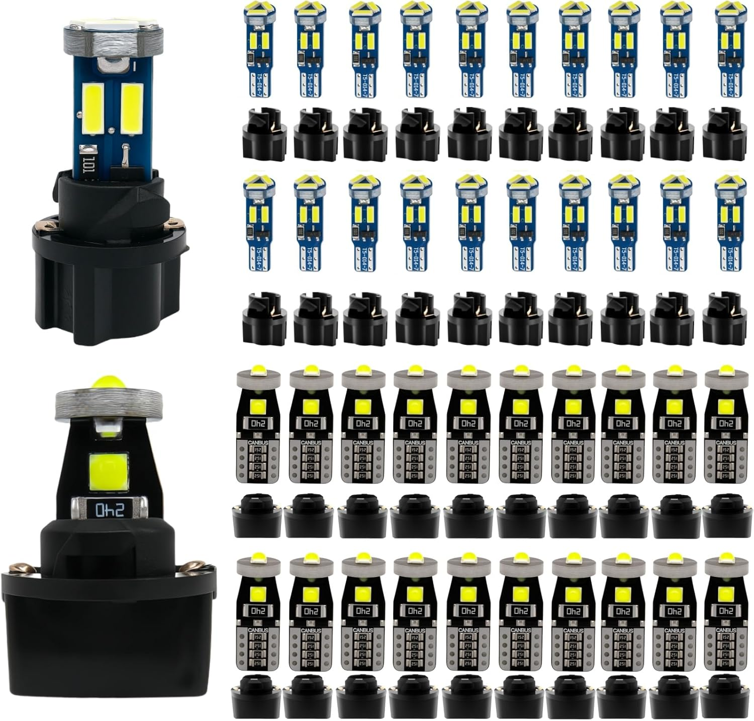 40x Bombillas LED T10 T5 con Enchufes No Polaridad Regulable 300LM Blanco Luces Coche-