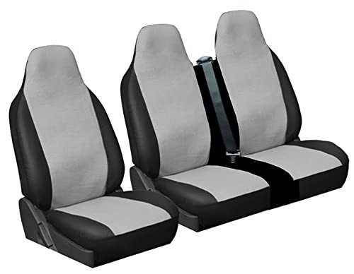 Carseatcover-UK® Heavy Duty Gris/Negro CUERO SINTÉTICO HECHO EN REINO UNIDO Fundas de asiento de furgoneta --