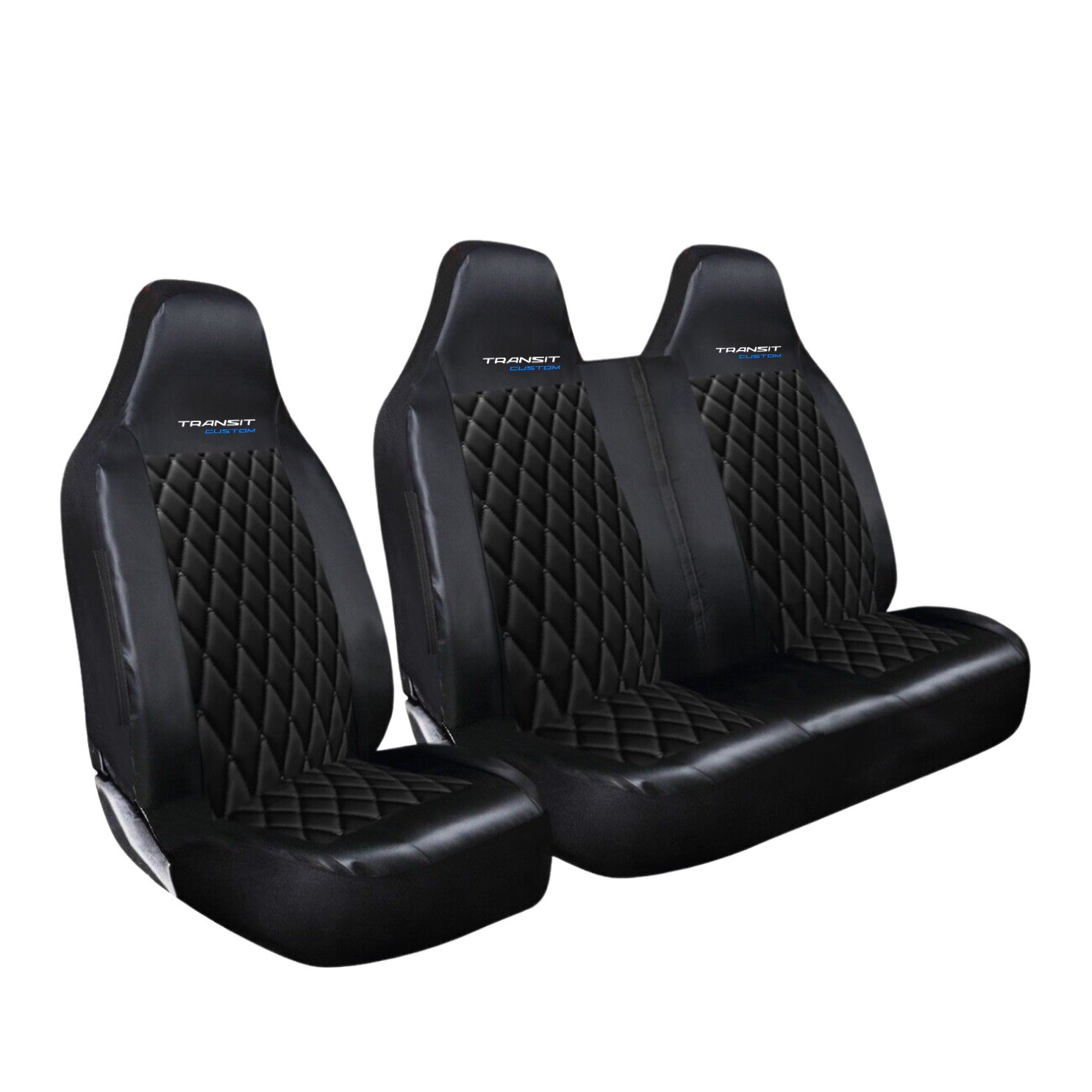 CUBIERTAS DE ASIENTO DELANTERAS DE CUERO DIAMANTE ACOLCHADO DE ALTA RESISTENCIA PERSONALIZADAS PARA FORD TRANSIT-