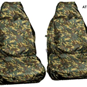 Cubiertas de asiento de auto furgoneta ATOCARE verde camuflaje resistente 100 % impermeables fáciles de limpiar 1+1-