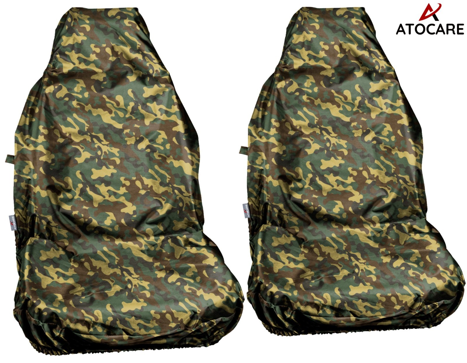 Cubiertas de asiento de auto furgoneta ATOCARE verde camuflaje resistente 100 % impermeables fáciles de limpiar 1+1-