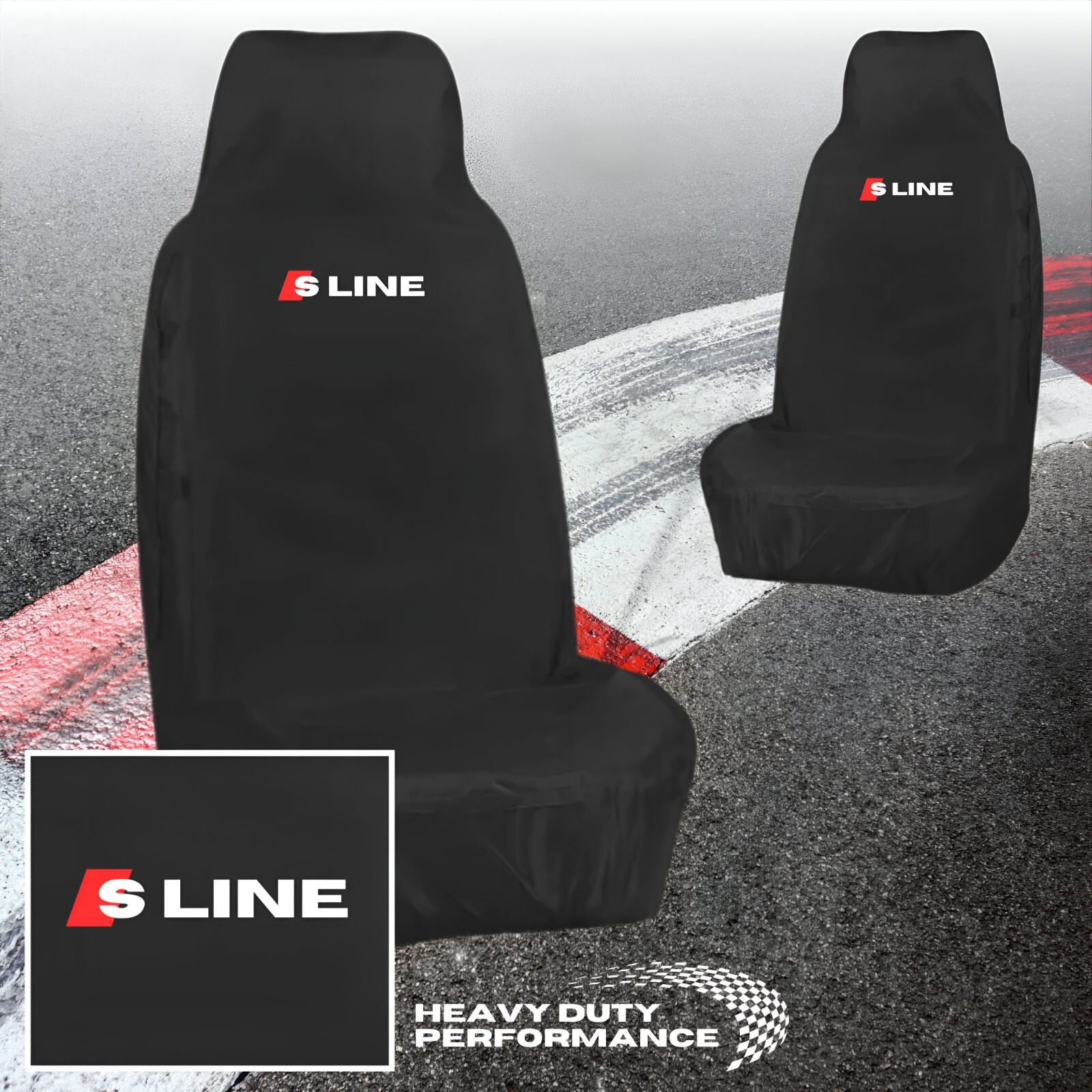 PARA AUDI Q2 & S LINE - FUNDAS DE ASIENTO DE ALTA RESISTENCIA PREMIUM IMPERMEABLES NEGRAS INDIVIDUALES-