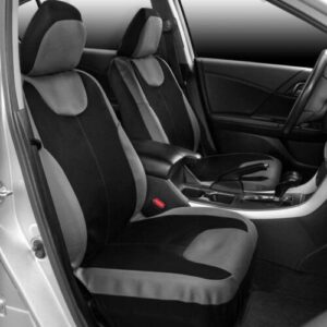 Fundas de asiento gris sobre negro para automóvil - Protectores de asiento automotriz con adornos de acento-
