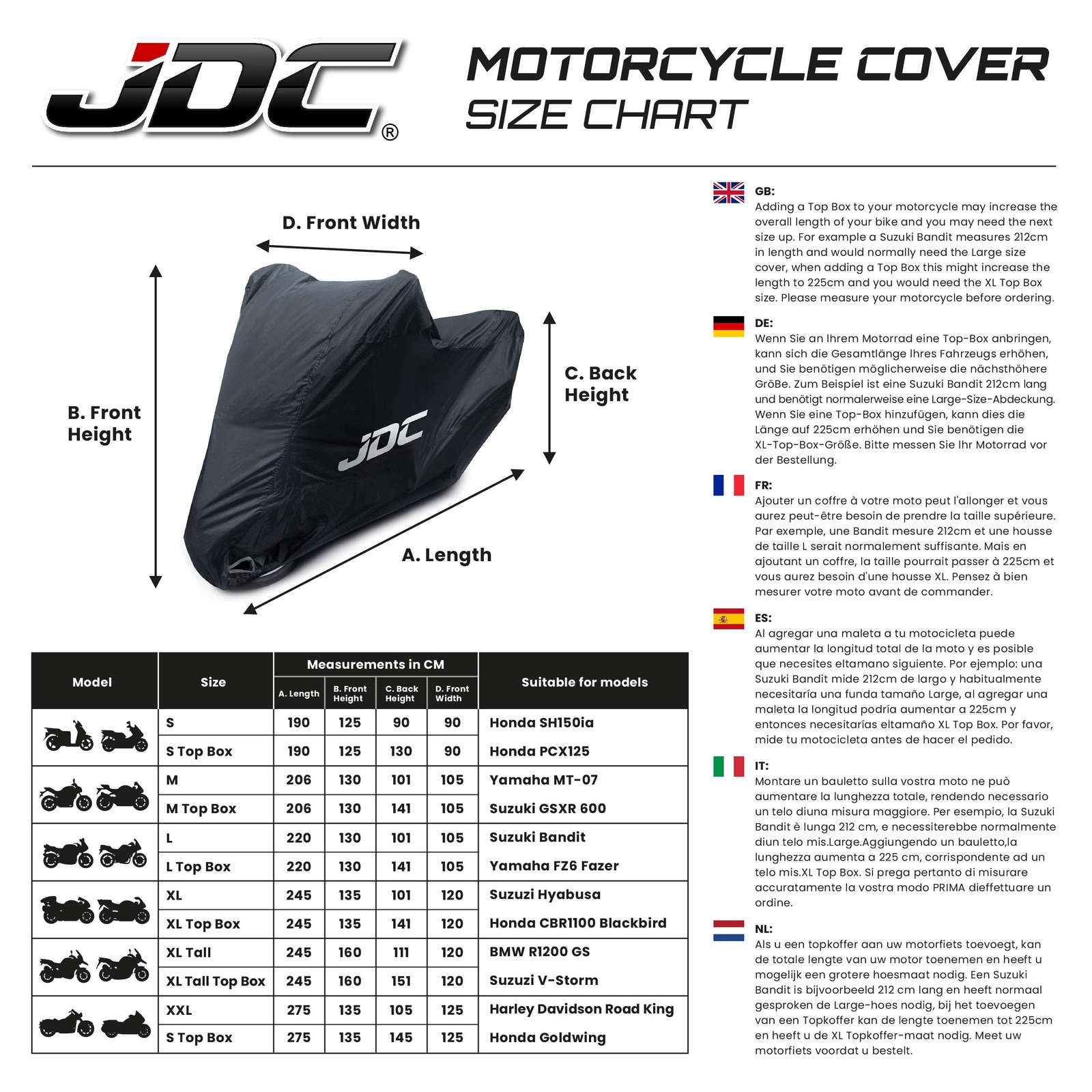 Cubierta de moto JDC impermeable - negra - LLUVIA - XL- - Image 2