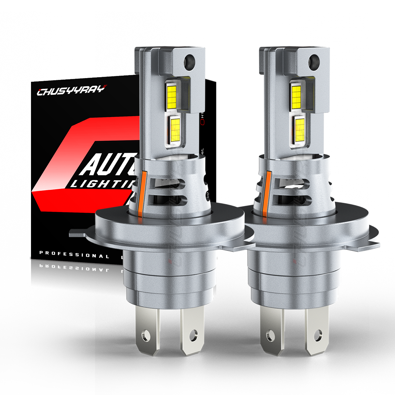 CHUSYYRAY 2x H4 LED Faros Bombillas Kits Luz Alta Baja 6000K Súper Blanco 16000LM-