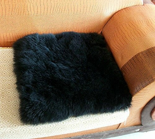 1x Cojín de silla de asiento de coche de lana larga de piel de oveja genuina transpirable cálido suave- - Image 2