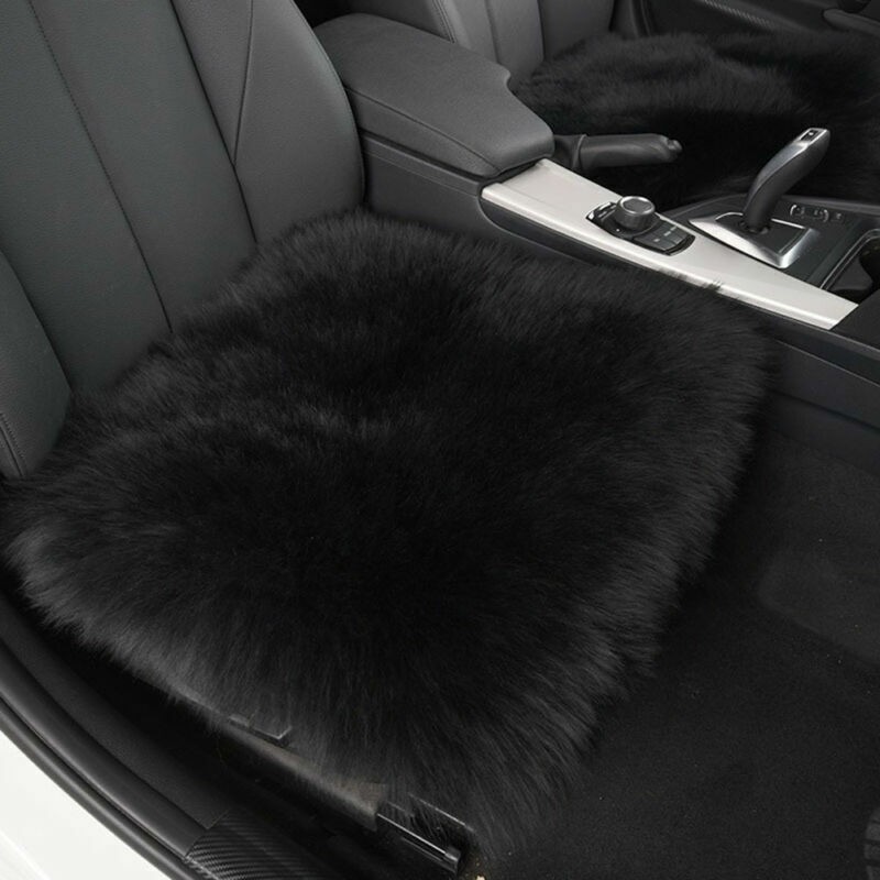 1x Cojín de silla de asiento de coche de lana larga de piel de oveja genuina transpirable cálido suave- - Image 4