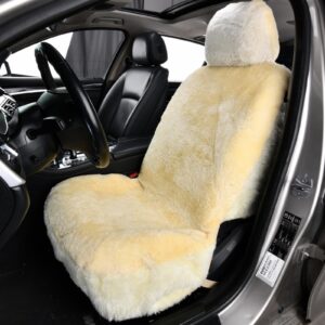 1 pieza cubo delantero genuino piel de oveja cubierta de asiento de coche piel de cordero invierno asiento de coche Cu...-