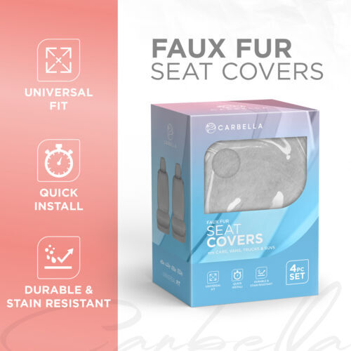 Fundas de asiento de piel de oveja sintética de lana para asientos delanteros de coche gris para mujer- - Image 2