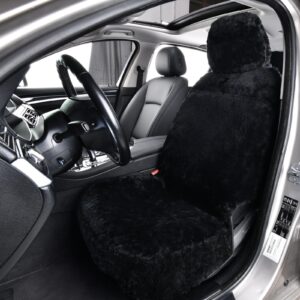 Chifengzun 1 pieza cubo delantero piel de oveja genuina cubierta de asiento de coche piel de cordero invierno...-
