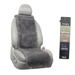 Funda de asiento AEGIS de lujo de piel de oveja australiana semipersonalizada paquete de 1 acero gris-