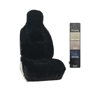 Cubierta de asiento de coche Aegis 2025 mejorada premium de piel de oveja merino australiana,...-