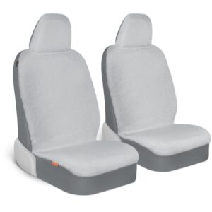 Paquete de 2 fundas de asiento de coche de piel de oveja, felpa suave cómodas fundas de asiento de coche de piel sintética F...-