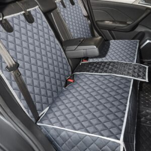 Funda de asiento de coche gris para perro ANOSOSPECIAL para asiento trasero, piel antiadherente, apta para mascotas-