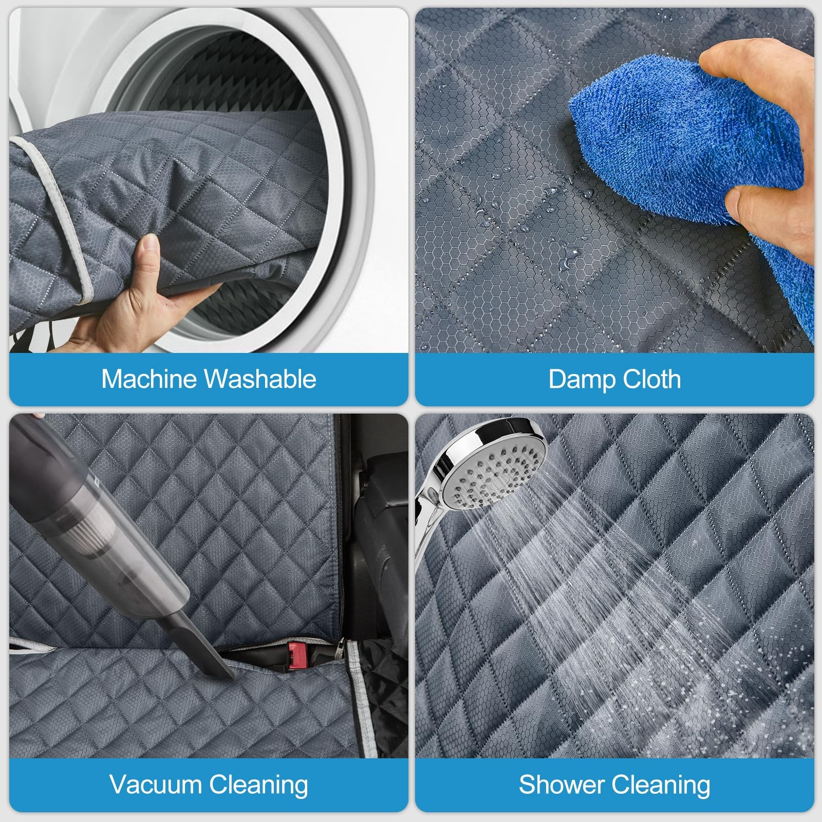 Funda de asiento de coche gris para perro ANOSOSPECIAL para asiento trasero, piel antiadherente, apta para mascotas- - Image 5