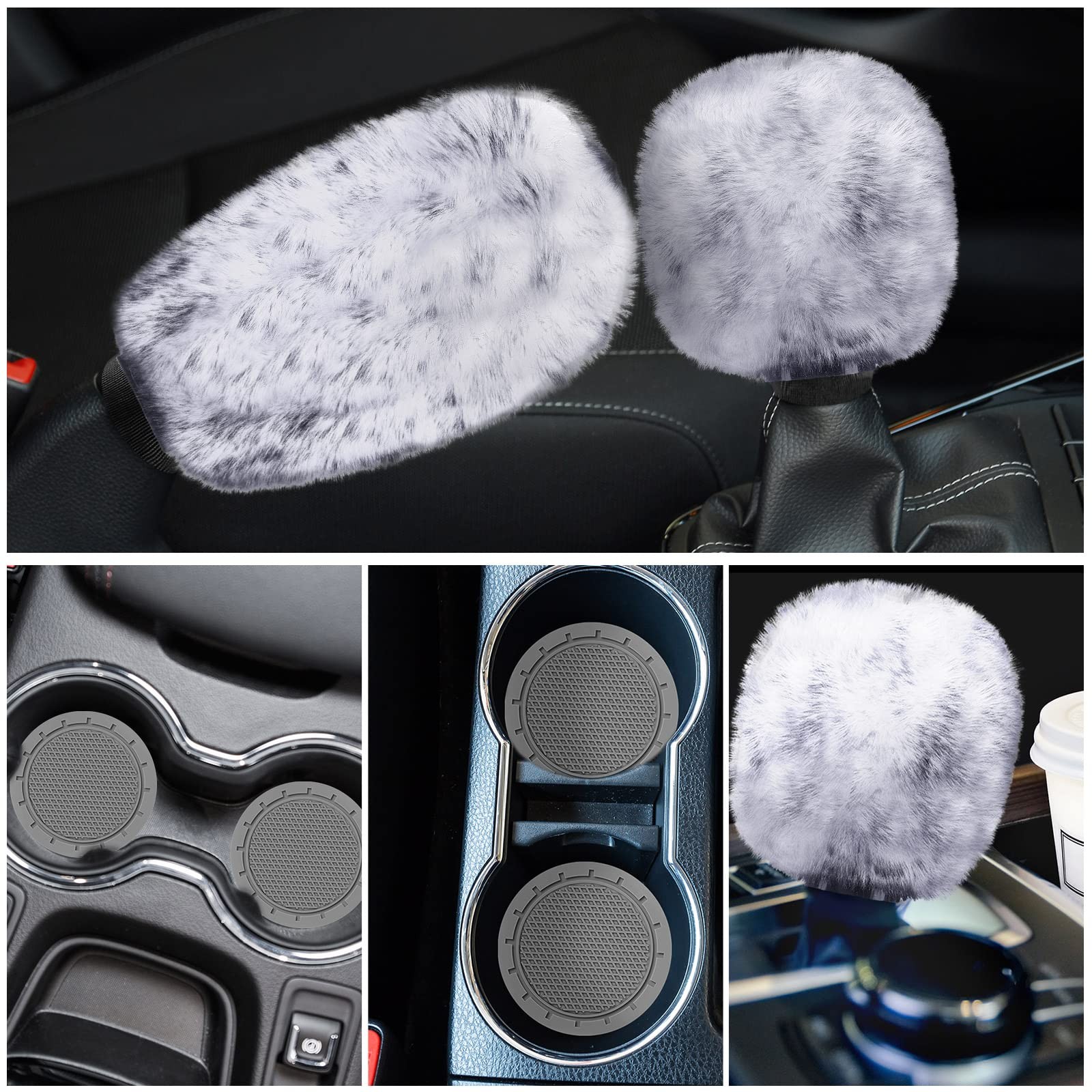 Juego de accesorios para coche Frienda 6 piezas Bling esponjoso - ¡Cubierta del volante y más!- - Image 5