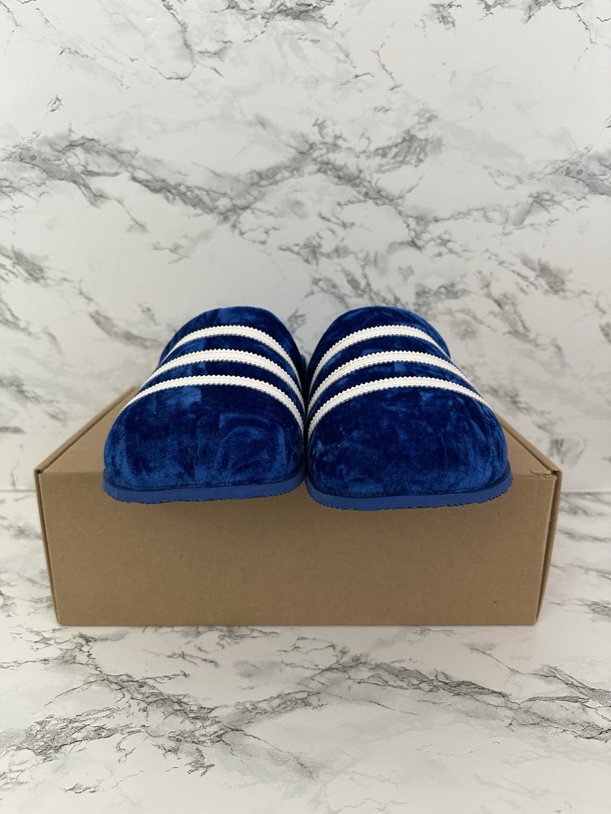 Adidas Adimule Azul Terciopelo Toboganes Mula Zapatillas Adilette Zapatos GY2556 Hombres Talla 8- - Image 3